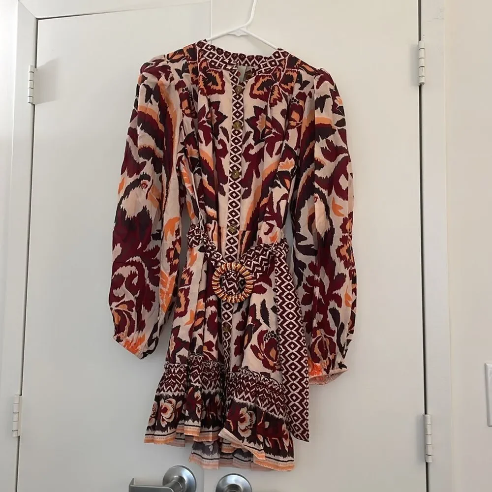 NWT FARM Rio Toucans Scarf Belted Mini Dress Women Size M - Picture 5 of 12